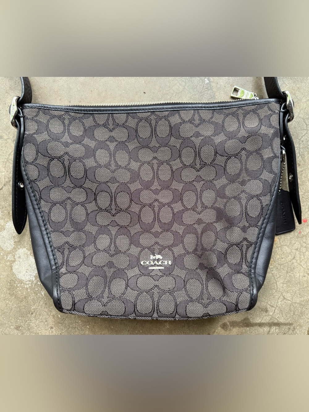 Coach Signature Jacquard Dufflette Crossbody Bag in Black Smoke Style 25697